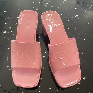Pink Gucci jelly (rubber) slides